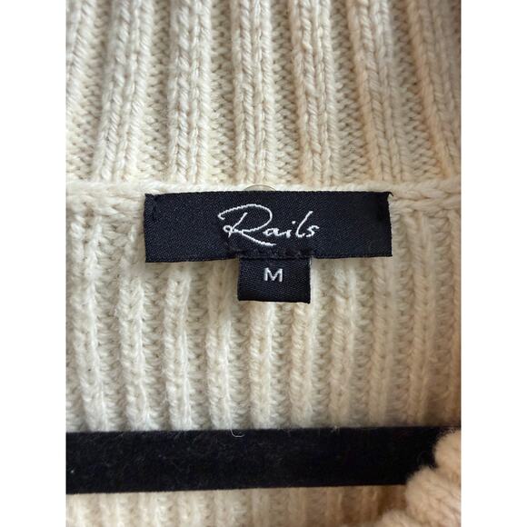 Rails Esme Cream Ribbed Cardigan Ivory Women's M NO Removable Faux Fur Collar - Picture 8 of 12